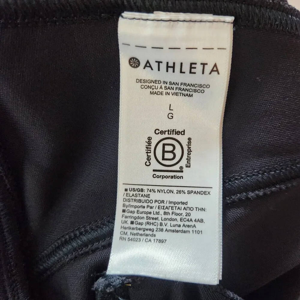 Athleta Delancey Skyline Leggings Women L Black High Rise Ankle Zip
